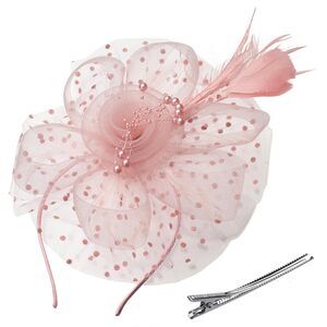 Blush Pink Fascinators Hats For Women, Tea Party Headband Derby Hats 1451